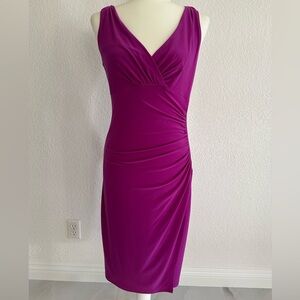 💜 Ralph Lauren Ruched Sleeveless Sheath Dress – Fuchsia